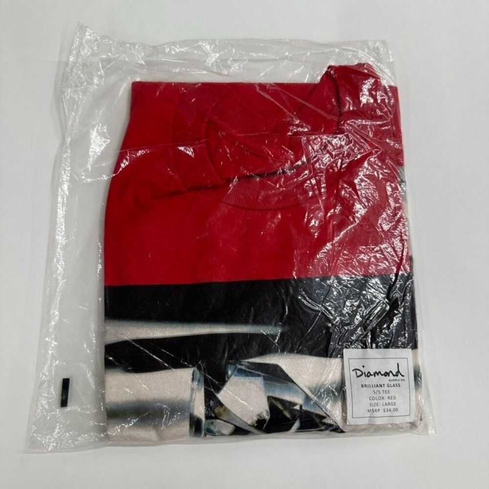 Diamond Supply Co T Shirt Size Large Red Brilliant Glass Short Sleeve Pullover - Picture 4 of 8